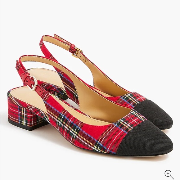 J. Crew Shoes - J. Crew Tartan Sling-backs with Black Cap Toe- Sz 8